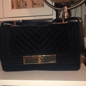 Dark Velvet Aldo Navi blue flap bag